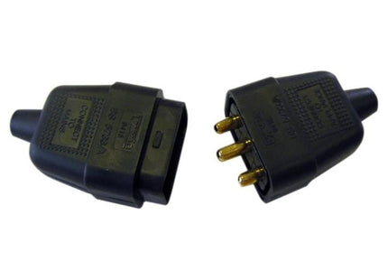 Dencon 3 Pin Rubber Connector Plug 10A Black Dencon - RockBottom Northampton