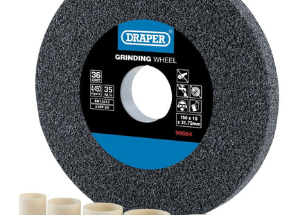 Draper Aluminium Oxide Bench Grinding Wheel, 150 x 16mm, 36 Grit 99564 Draper - Town Tools 