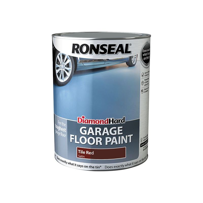 Ronseal Diamond Hard Garage Floor Paint Tile Red 5 litre Ronseal - RockBottom Nothampton