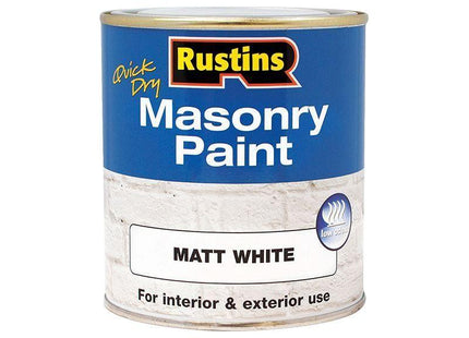 Rustins Quick Dry Masonry Paint Matt White 500ml Rustins - RockBottom Nothampton