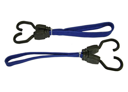 Faithfull Flat Bungee Flat Cord 46cm (18in) Blue 2 Piece Faithfull - RockBottom Northampton
