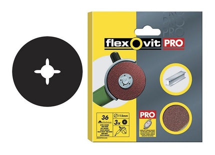 Flexovit Aluminium Oxide Fibre Disc 125mm Fine 80G (Pack 3) Flexovit - RockBottom Northampton