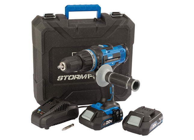 Draper Storm Force 20V Combi Drill, 2 x 2.0Ah Batteries, 1 x Charger Draper - Town Tools 