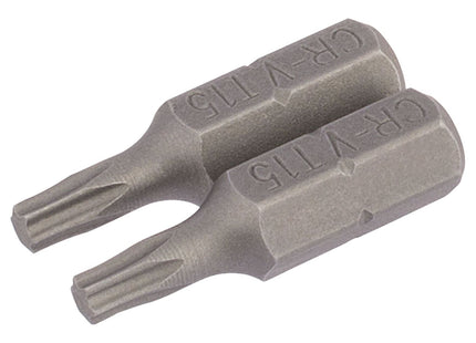 Draper TX-STAR Insert Bit, 1/4" Hex, 25mm Long, T15 (Pack of 2) Draper - Town Tools 