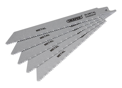 Draper Bi-metal Reciprocating Saw Blades for Metal, 150mm, 10tpi (Pack of 5) Draper - Town Tools 