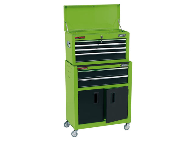 Draper Combined Roller Cabinet and Tool Chest, 6 Drawer, 24", Green 19566 Draper - Town Tools 