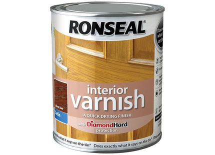 Ronseal Interior Varnish Quick Dry Satin Dark Oak 250ml Ronseal - RockBottom Nothampton