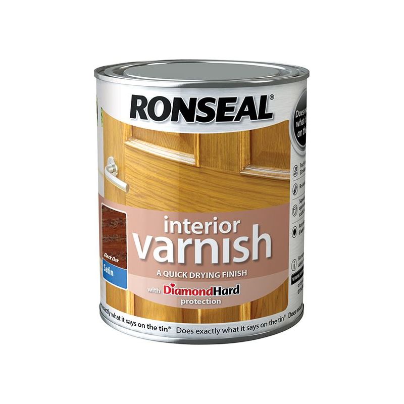Ronseal Interior Varnish Quick Dry Satin Dark Oak 250ml Ronseal - RockBottom Nothampton