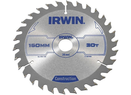 Irwin® Construction Circular Saw Blade 150 x 20mm x 30T ATB IRWIN® - RockBottom Northampton