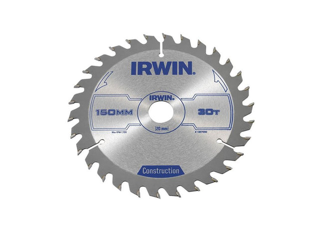 Irwin® Construction Circular Saw Blade 150 x 20mm x 30T ATB IRWIN® - RockBottom Northampton