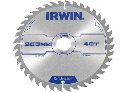 Irwin® Construction Circular Saw Blade 200 x 30mm x 40T ATB IRWIN® - RockBottom Northampton