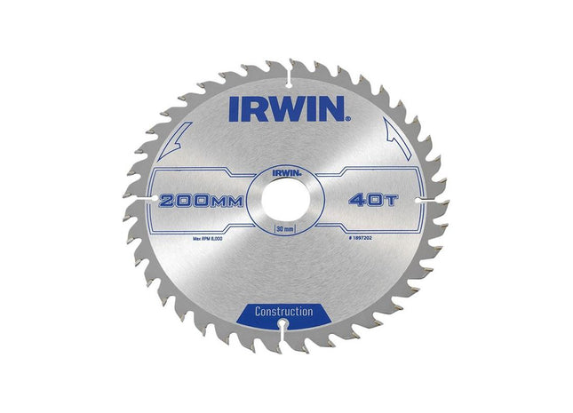 Irwin® Construction Circular Saw Blade 200 x 30mm x 40T ATB IRWIN® - RockBottom Northampton