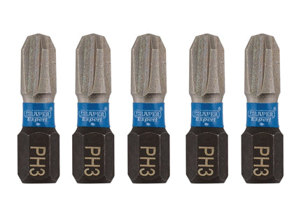 Draper Expert Cross Slot/PH Type Impact Screwdriver Bits, No.3 x 25mm, 1/4" Hex Draper - Town Tools 