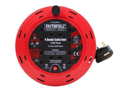 Faithfull Power Plus Cable Reel 240V 10A 4-Socket 10m Faithfull Power Plus - RockBottom Northampton