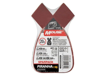 Black + Decker X31029 Mouse Sanding Sheets Assorted (Pack 20) BLACK + DECKER - RockBottom Northampton
