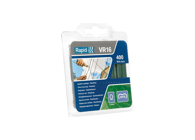 Rapid VR16 Fence Hog Rings Pack 400 Green Rapid - RockBottom Nothampton