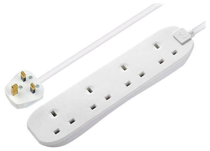 Masterplug Extension Lead 240V 4-Gang 13A White 5m Masterplug - RockBottom Northampton