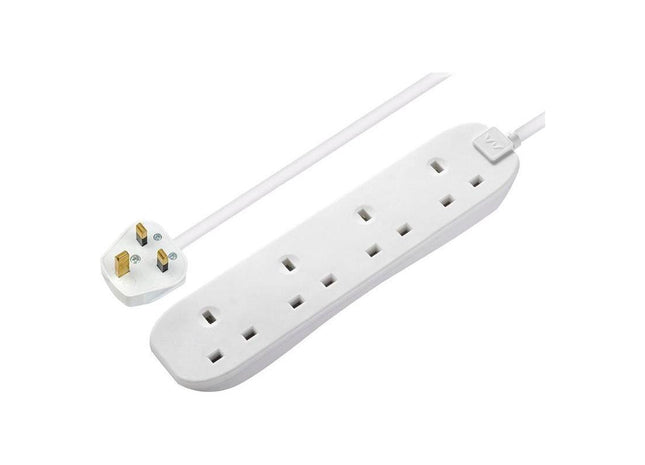 Masterplug Extension Lead 240V 4-Gang 13A White 5m Masterplug - RockBottom Northampton