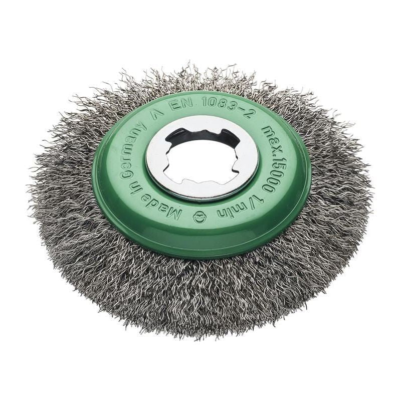 Lessmann X-Lock Crimp Stainless Steel Bevel Brush 115mm Non Spark Lessmann - RockBottom Northampton