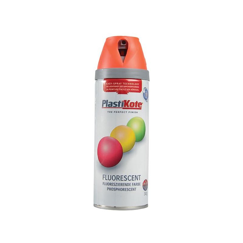 Plastikote Twist & Spray Fluorescent Orange 400ml PlastiKote - RockBottom Nothampton
