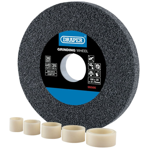 Draper Aluminium Oxide Bench Grinding Wheel, 150 x 20mm, 36 Grit 99566 Draper - Town Tools 