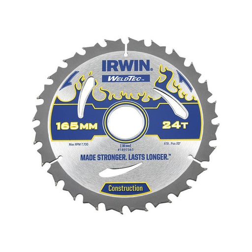 Irwin® Weldtec Circular Saw Blade 165 x 30mm x 24T ATB IRWIN® - RockBottom Northampton