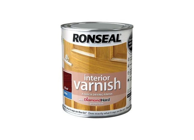 Ronseal Interior Varnish Quick Dry Satin Teak 250ml Ronseal - RockBottom Nothampton