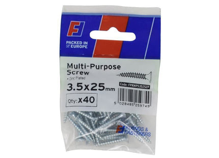 ForgeFix Multi-Purpose Pozi Screw CSK ST ZP 3.5 x 25mm ForgePack 40 ForgeFix - RockBottom Northampton