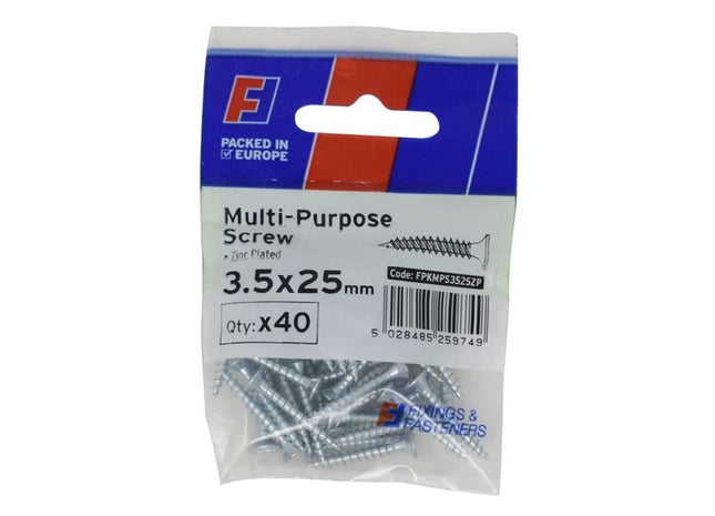 ForgeFix Multi-Purpose Pozi Screw CSK ST ZP 3.5 x 25mm ForgePack 40 ForgeFix - RockBottom Northampton