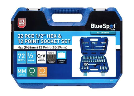Bluespot Tools 1/2in & 1/4in Metric Socket Set, 94 Piece BlueSpot Tools - RockBottom Northampton
