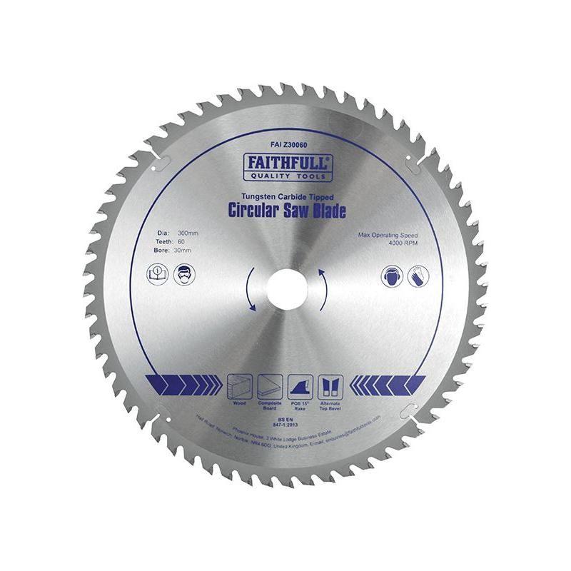 Faithfull TCT Circular Saw Blade 300 x 30mm x 60T POS Faithfull - RockBottom Northampton