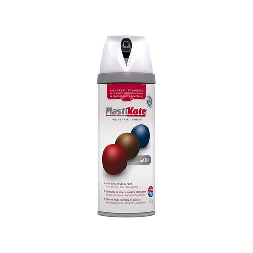 Plastikote Twist & Spray Satin White 400ml PlastiKote - RockBottom Nothampton