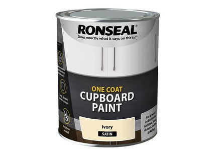 Ronseal One Coat Cupboard Paint Ivory Satin 750ml Ronseal - RockBottom Nothampton