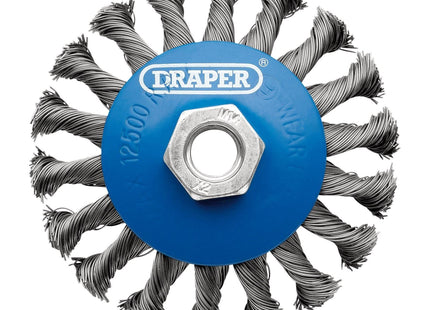 Draper Steel Bevelled Twist-Knot Wire Wheel Brush, 100mm, M14 Draper - Town Tools