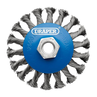 Draper Steel Bevelled Twist-Knot Wire Wheel Brush, 100mm, M14 Draper - Town Tools