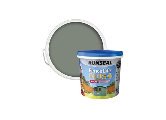 Ronseal Fence Life Plus+ Sage 5 litre Ronseal - RockBottom Nothampton