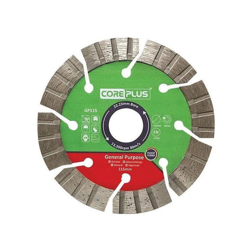 Coreplus GP115 General-Purpose Hybrid Turbo Diamond Blade 115mm CorePlus - RockBottom Northampton