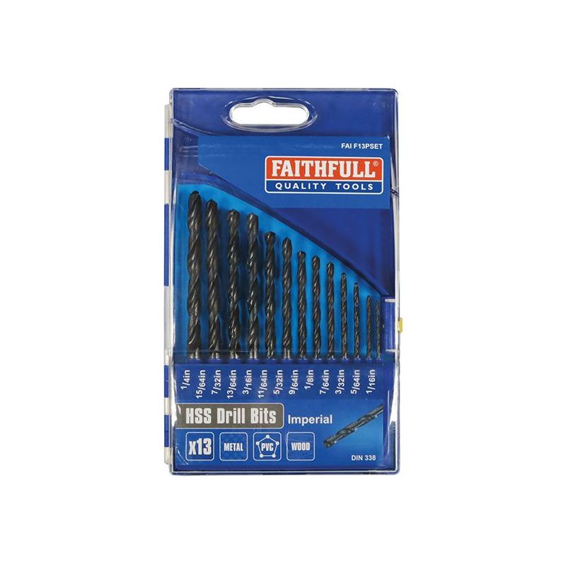 Faithfull HSS Drill Bit Set of 13 1/16-1/4 x 1/64 Faithfull - RockBottom Northampton