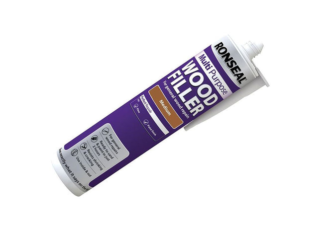 Ronseal Multipurpose Wood Filler Cartridge Medium 310ml Ronseal - RockBottom Nothampton