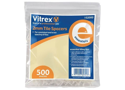 Vitrex Essential Tile Spacers 2mm (Pack 500) Vitrex - RockBottom Northampton