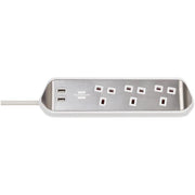 Brennenstuhl estilo Corner Extension Lead 240V 3-Gang 13A White 2m Brennenstuhl - RockBottom Northampton