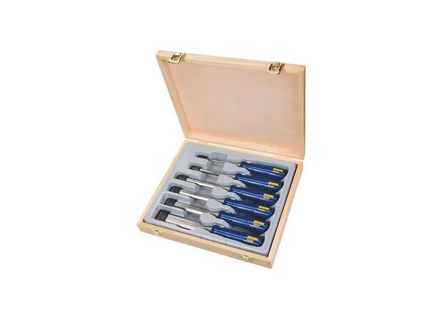 Irwin® Marples® M444 Bevel Edge Chisel Blue Chip Handle Set, 6 Piece IRWIN® Marples® - RockBottom Northampton