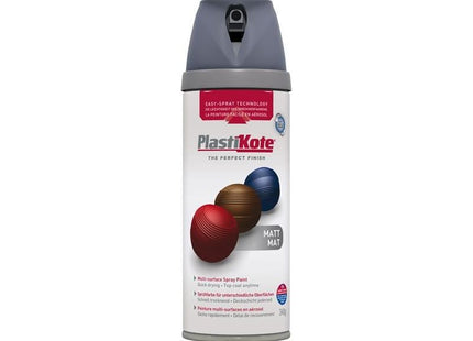 Plastikote Twist & Spray Matt Grey 400ml PlastiKote - RockBottom Nothampton