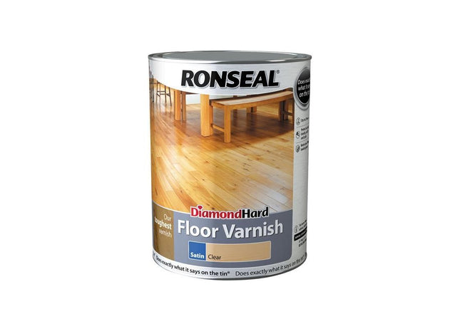 Ronseal Diamond Hard Floor Varnish Satin 5 litre Ronseal - RockBottom Nothampton