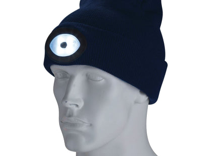 Draper Beanie Hat with Rechargeable Torch, One Size, 1W, 100 Lumens, Navy Blue Draper - Town Tools 