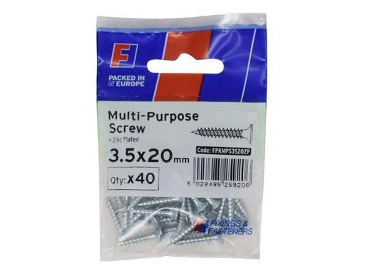 ForgeFix Multi-Purpose Pozi Screw CSK ST ZP 3.5 x 20mm ForgePack 40 ForgeFix - RockBottom Northampton