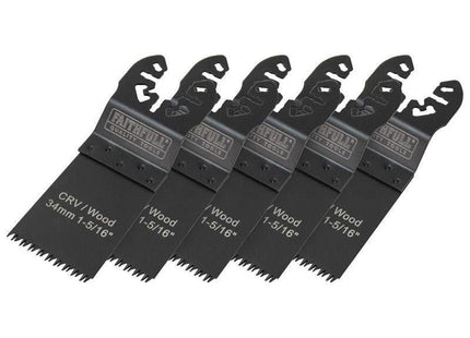 Faithfull Multi-Function Tool CrV Flush Cut Wood Blade Ground Side Set 34mm (Pack 5) Faithfull - RockBottom Northampton