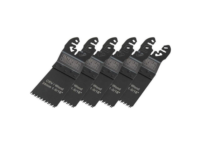 Faithfull Multi-Function Tool CrV Flush Cut Wood Blade Ground Side Set 34mm (Pack 5) Faithfull - RockBottom Northampton