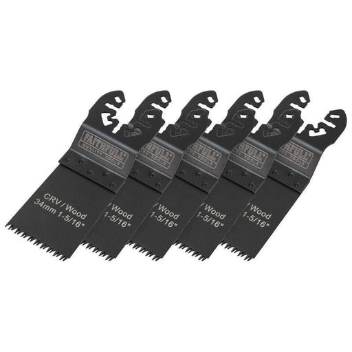 Faithfull Multi-Function Tool CrV Flush Cut Wood Blade Ground Side Set 34mm (Pack 5) Faithfull - RockBottom Northampton