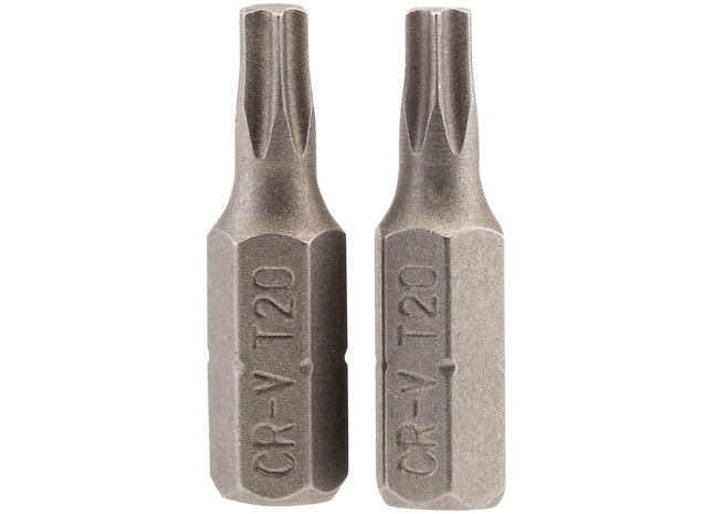 Draper TX-STAR Insert Bit, 1/4" Hex, 25mm Long, T20 (Pack of 2) Draper - Town Tools 